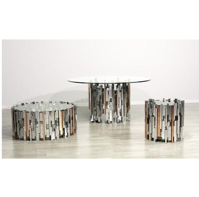 China (Height) Adjustable stainless steel two tones color gold and silver coffee table for sale