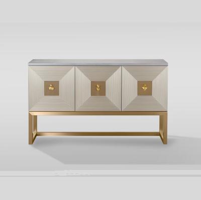 China Minimalist Gold Carving Handle Console Table Side Cabinet Cupboard for sale