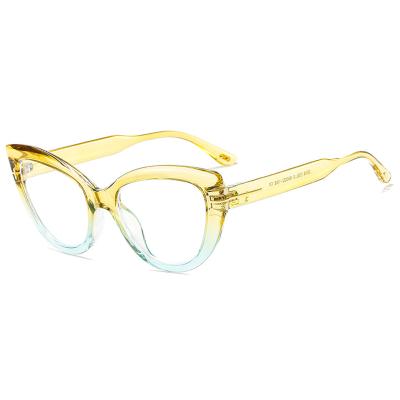 China Regulate and Improve Vision to Prevent Vision Loss Cat Eye Candy Gradient Color Metal Frame Anti Blue Light Blocking Glasses for Women for sale