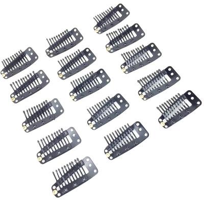 China Good for Steel Hair Extension Wig Clips 3.6mm 100 Pcs Stainless Steel Comb Wig Hair Extension Clip Hair Extension Tools 10teeth Tops for sale