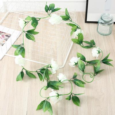 China Wholesale 9 Heads Artificial Flower Vine Rattan Simulation Home Plant Decor Room Hanging Wedding Garland Artificial Rose Vines For Wall Pampas for sale