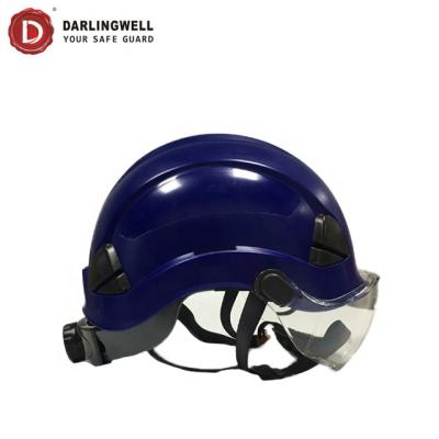 China Hot Sale Electric Working/Rescue/Hi-Force Climbing/Sports Safety Helmet Aerial Safety Helmet With Blue Sun Visor Hard Hat ANSI Standard for sale