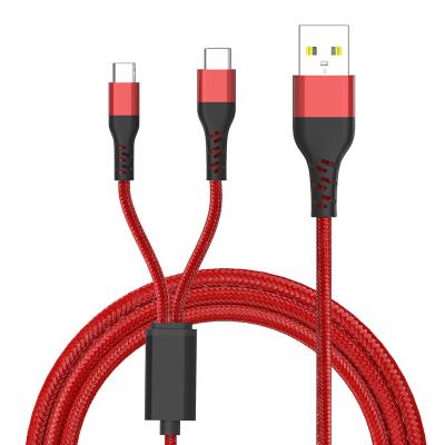 China Mobile Phone Cantell Fast Phone Cable Braided 2 in 1 USB Cable Mobile Phone Charger Charging Cable for sale