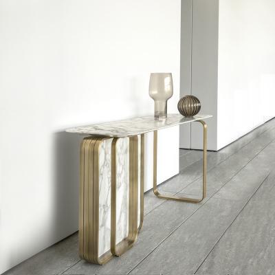 China Custom Home Marble Entrance Hall Console Table Entry Hallway Metal Luxury Modern Console Table for sale