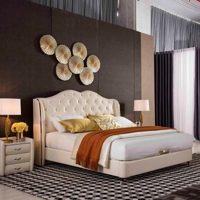 China Luxury Classic Luxury Hotel Button Design Leather Bed Set King Szie Soft Bedroom Furniture for sale