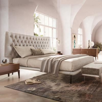 China Minimalist Luxury Queen Size Single Bed 180x200 Modern Design Italian Leather Large Luxury Queen Beds for sale