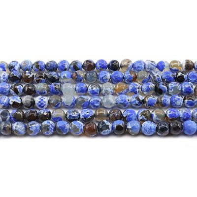 China For Jewelry Making Wholesale 4/6/8/10mm Cut Royal Blue Fire Agate Loose Gemstone Set Natural Stone Beads For Jewelry Making Sets for sale