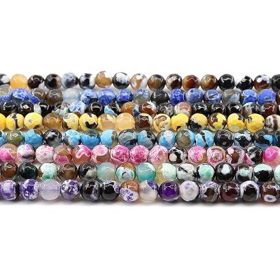 China For Jewelry Making Wholesale 4/6/8/10mm Cut Multicolor Color Fire Agate Loose Gemstone Set Natural Stone Beads For Jewelry Making Sets for sale