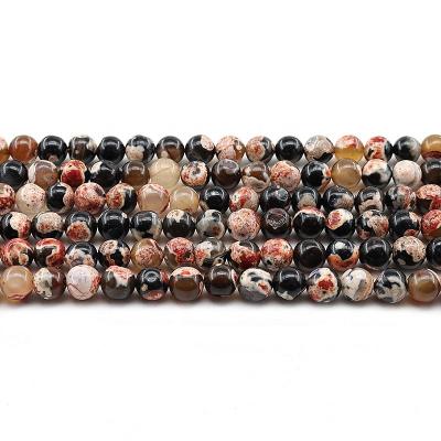 China For Jewelry Making Wholesale 4/6/8/10mm Red Fire Orange Agate Loose Gemstone Set Natural Stone Beads For Jewelry Making Sets for sale