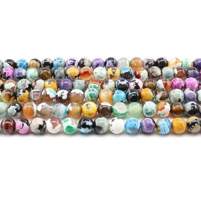 China For Jewelry Making Wholesale 4/6/8/10mm Mixed Color Fire Agate Loose Gemstone Set Natural Stone Beads For Jewelry Making Sets for sale