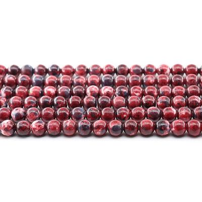 China For Jewelry Making Wholesale 4/6/8/10mm Red With Gray Rain Colored Stone Loose Gemstone Set Natural Stone Beads For Jewelry Making Sets for sale