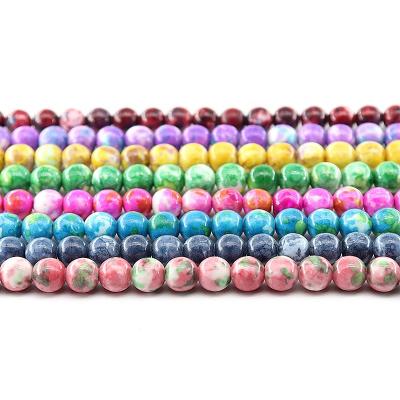 China For Jewelry Making Wholesale 4/6/8/10mm Rain Colorful Stone Loose Gemstone Set Natural Stone Beads For Jewelry Making Sets for sale