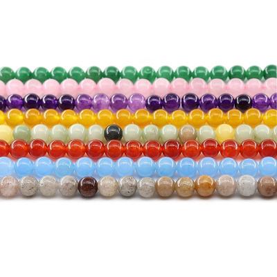 China For Jewelry Making Wholesale 4/6/8/10mm Multicolor Colorful Chalcedony Bead Bracelet Loose Gemstone Set Natural Stone Beads For Jewelry Making Sets for sale