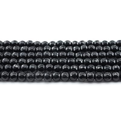 China For Jewelry Making Wholesale 4/6/8/10mm Cut Black Glass Bead Loose Gemstone Set Natural Stone Beads For Jewelry Making Sets for sale