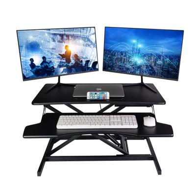 China Cheap Folding Ergonomic Tabletop Workstation 35 inches sit stand up desk height adjustable standing desk converter for sale