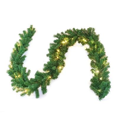 China Hot Selling Christmas Decoration PVC 9ft Indoor Christmas Garland Garland With Lights for sale