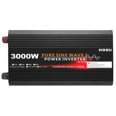 China HOULI 3000 Watt Power Inverter Pure Sine Wave Inverter 24V 12V 220V 3000W Inverter 28.8*15*7.5cm for sale