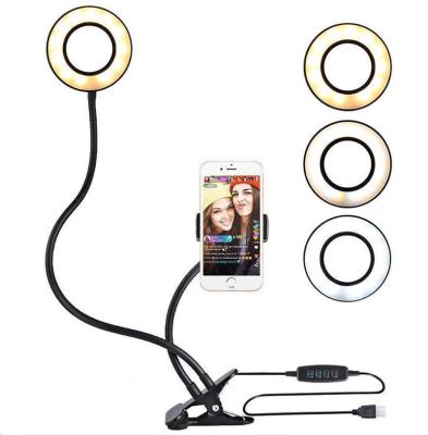 China Live Broadcast Cell Phone Holder SHENPU Clip Ring Light Camera With Stand Live Streaming Phone Ring Light For Tik Tok for sale