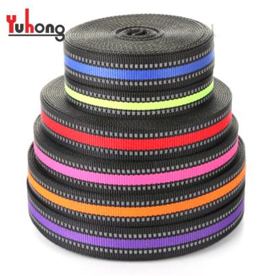 China Wholesale High Tenacity Customized Black Color Nylon Reflective Webbing For Clothing Fitness Bag Belt for sale