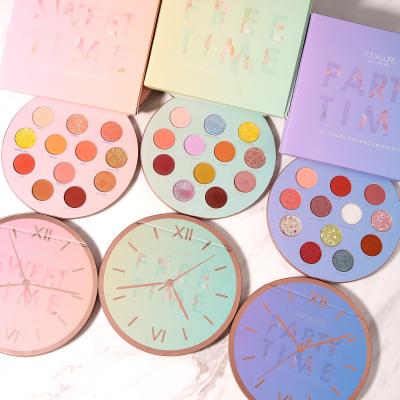 China FOCALLURE Waterproof Clock Strong Shape Dye Pressed Glitter Eyeshadow Palette Wholesale Cosmetics for sale