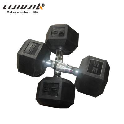 China Home Use /Commercial Use OEM Customer Logo High Quality Rubber Hex 30 Kg Dumbbells for sale