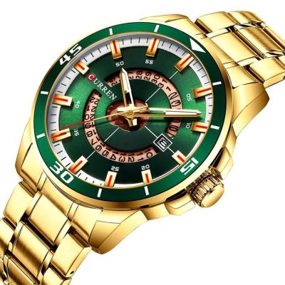 China Day/date men watch brand top luxury gold clock stainless steel quartz man military waterproof male wristwatch for sale