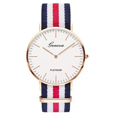 China Water Resistant 2022 Boys And Girls Watch Korean Super Slim Lovers Watch Soft Rose Gold Leather Nylon Multicolor Strap for sale