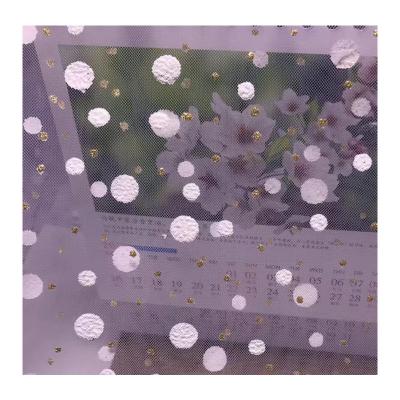 China Newest Design Tulle Fabric Alphabet Fashion Tulle Fabric Tear-resistant Foil Print Mesh Fabric For Dress for sale