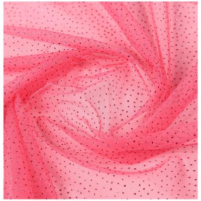 China Anti-Static Christmas Glitter Tulle Fabric For Decoration Polyester Cloth Christmas Glitter Mesh Fabric for sale