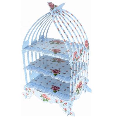 China Vintage Wholsale Price 3 Tiers Paper Cake Stands Cookie Tower Rack For Sale for sale