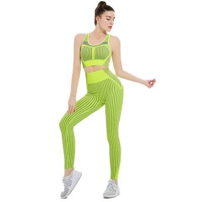 China Breathable Women Gym Suit Sports Bra Tops Yoga Leggings Set Two Pieces Ladies Workout Fitness Wear Sport Suits for sale