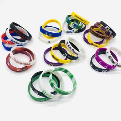 China Artificial N, B, A Star Basketball Silicone Wristband Sports Wristband Signer Name Wrist Band for sale