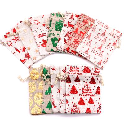 China 2020 Eco-Friendly Christmas Candy Bags Christmas Gift Bags Gifts Candy Holders Wrapping Assorted Styles With Ties for sale