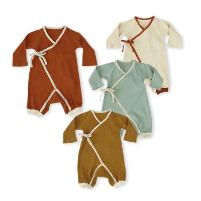 China Factory Custom Retro Newborn Baby Girl Lace Up Style Long Sleeve Jumpsuit Rompers for sale