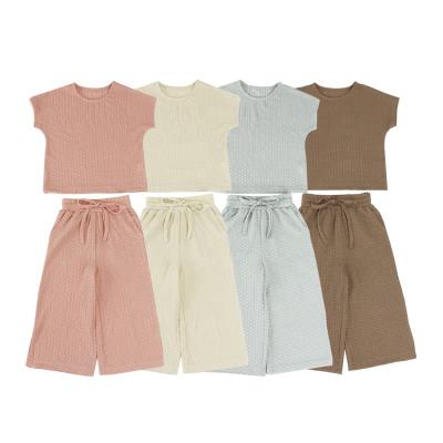 China Good Quality Casual Wide Leg Girls Clothing Kids Summer Summer Clothes Sports Sets for sale