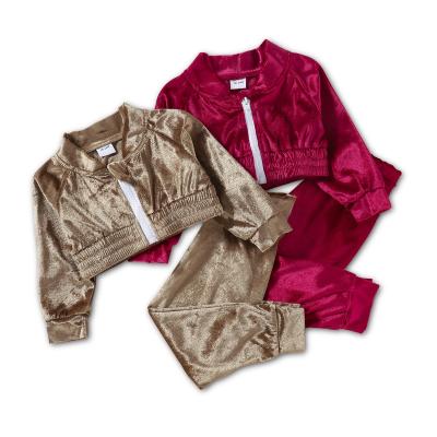 China Fashion Casual Velvet New Arrival Long Sleeve Kids Outfits Girls Clothing Spring Sets for sale