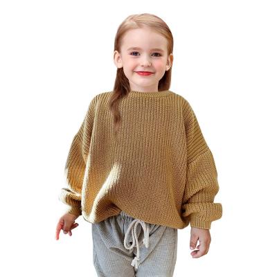 China Anti-pilling baby Autumn Oversized Outfit Kids Girls loosely style knitted woolen pullover sweater for sale