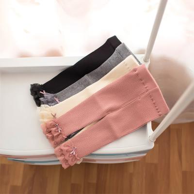 China Anti-wrinkle Autumn Winter Kids Warm Pants Gaiters Girls Knitted Wool Ruffles Trousers for sale