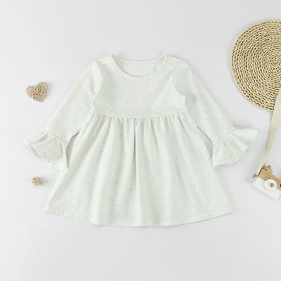 China New Arrival Cotton Fabric Dot Spring Summer Baby Clothes Breathable Fluffy Long Sleeve Children Girls Dress for sale