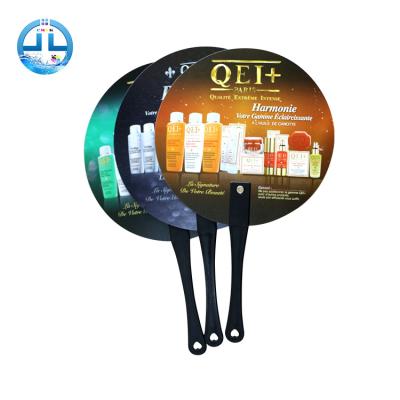 China China Low MOQ Cheap Customize Logo Printing PP Mini Plastic Round Advertising Hand Fan for sale