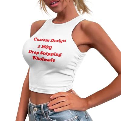 China QUICK DRY Customized Print On Demand Ladies Slim Sexy Skinny Crop Top Cozy Stretchy Hot Girl Workout Yoga Gym Tank Top Women Street Wear for sale