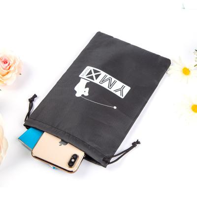 China Eco - Friendly Polyester Drawstring Bag Black Waterproof Nylon Drawstring Pouch for sale