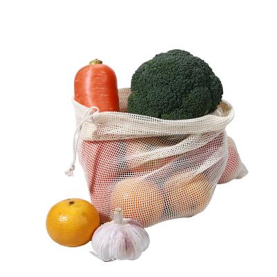 China Eco - Friendly Reusable Eco - Friendly Cotton Mesh Grocery Net Product Organic Shopping Fruit Bag for sale