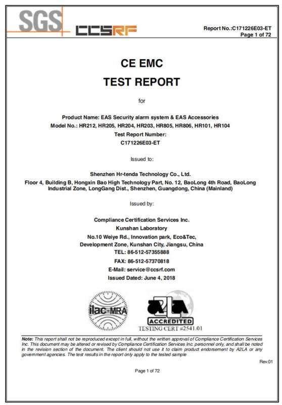 CE Test Report - Shenzhen Hr-Tenda Technology Co., Ltd.