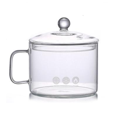 China Sustainable Hot Selling Heat Resistant Kitchen Glass Soup Oatmeal Cooking Pot With Handle for sale