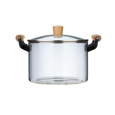 China China factory sustainable cookware soup cooking pot custom logo borosilicate glass saucepan 2.5L/3.5L/4.5L/5.5L for sale