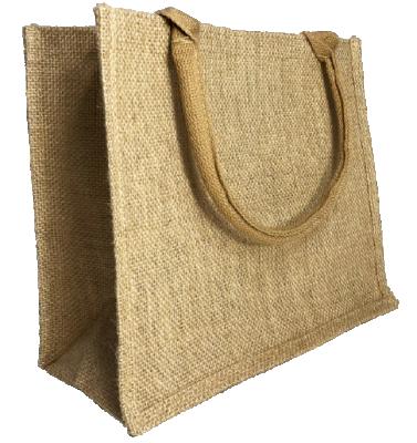 China Eco-Friendly Water Resistance PVC Nature Jute Sack Cotton Handle Shopping Bag for sale