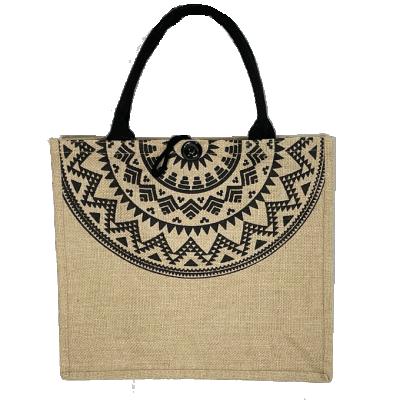 China Water Resistance PVC Compound Film Packing Jute Gift Bag Cotton Handle Packing Waterproof Shopping Bag for sale