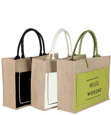 China Water Resistance Jute Tote Bag With Pouch PVC Film Waterproof Compound Grocery Bag for sale