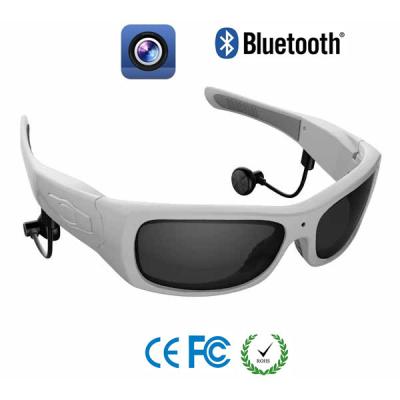 China White Round Frame Wireless Video Recorder Glasses For Security , Sport , Driver for sale